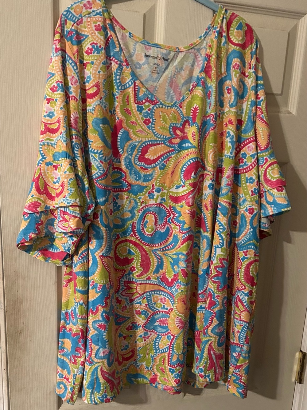 Woman Within Multicolor Paisley V-Neck Tunic Top